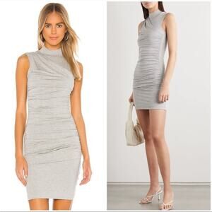 NWT The Line By K Ayme Gray Ruched Mock Neck Sleeveless Mini Dress XL